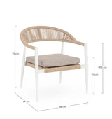 Outdoor Sessel mit Armlehnen Jandia Weiß/Beige SA27 - ZEN ZONE Furniture