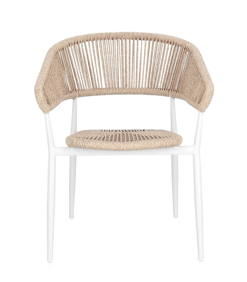 Gartenstuhl Algaida mit Armlehnen Weiß/Beige - ZEN ZONE Furniture