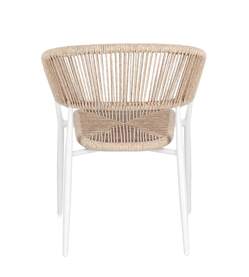 Gartenstuhl Algaida mit Armlehnen Weiß/Beige - ZEN ZONE Furniture