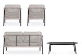 Outdoor 4er-Set Sitzgruppe Miravet JA60/KH Anthrazit aus Aluminium und Seil - ZEN ZONE Furniture