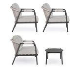 Outdoor 4er-Set Sitzgruppe Miravet JA60/KH Anthrazit aus Aluminium und Seil - ZEN ZONE Furniture