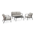 Outdoor 4er-Set Sitzgruppe Miravet JA60/KH Anthrazit aus Aluminium und Seil - ZEN ZONE Furniture