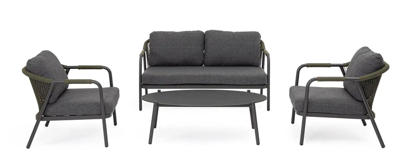 Outdoor 4er-Set Sitzgruppe C-C Miravet Anthrazit/Grün - ZEN ZONE Furniture