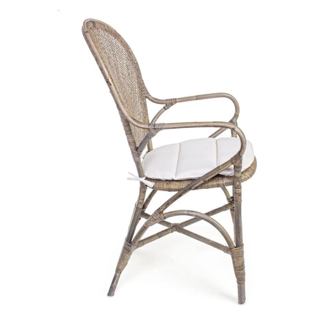 Edelina Stuhl Natur mit Armlehnen mit Kissen - ZEN ZONE Furniture