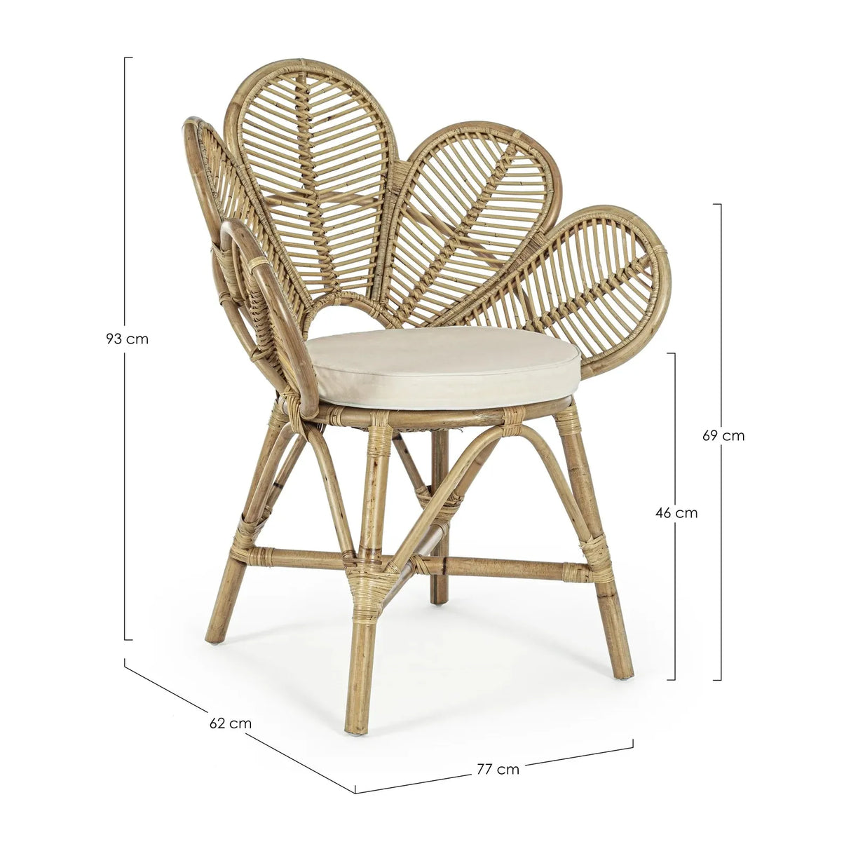 Flores Natur Stuhl mit Armlehnen mit Kissen - ZEN ZONE Furniture