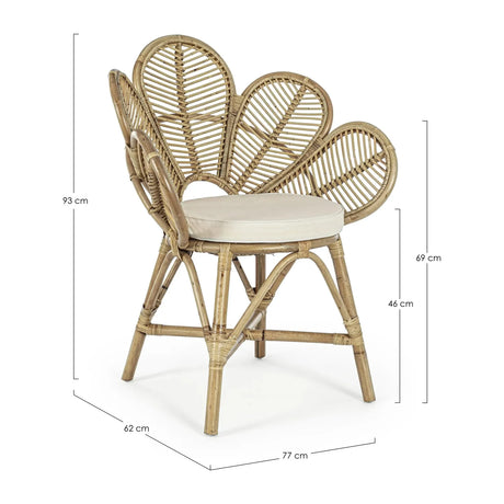 Flores Natur Stuhl mit Armlehnen mit Kissen - ZEN ZONE Furniture