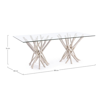 Esstisch mit Glasplatte Rechteckig 200x100cm Sahel - ZEN ZONE Furniture