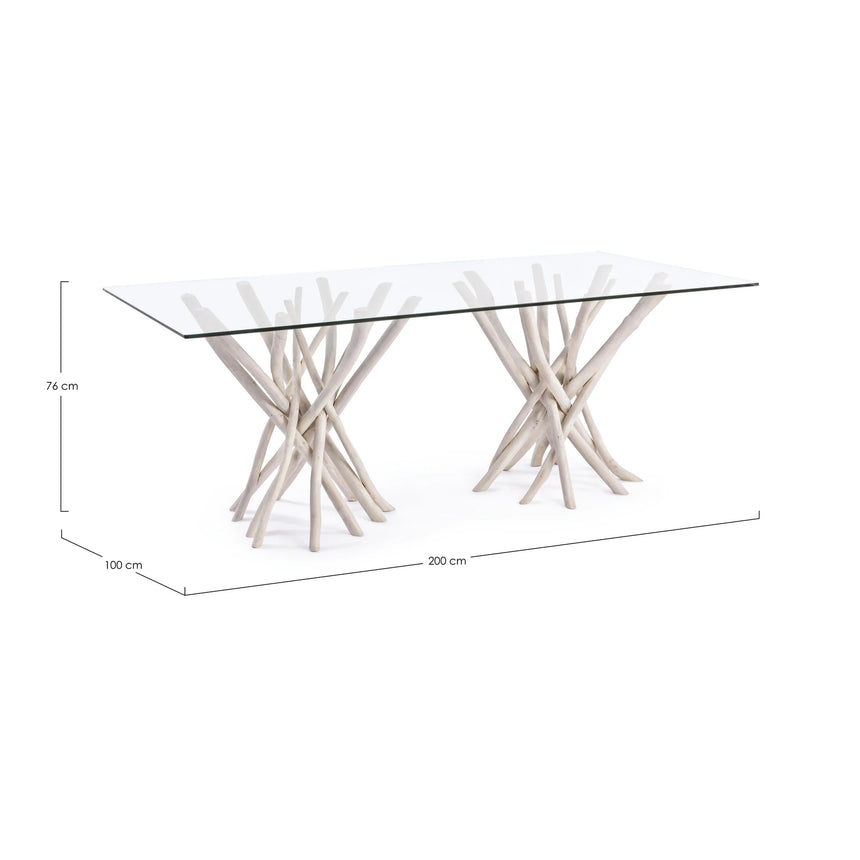 Esstisch mit Glasplatte Rechteckig 200x100cm Sahel - ZEN ZONE Furniture