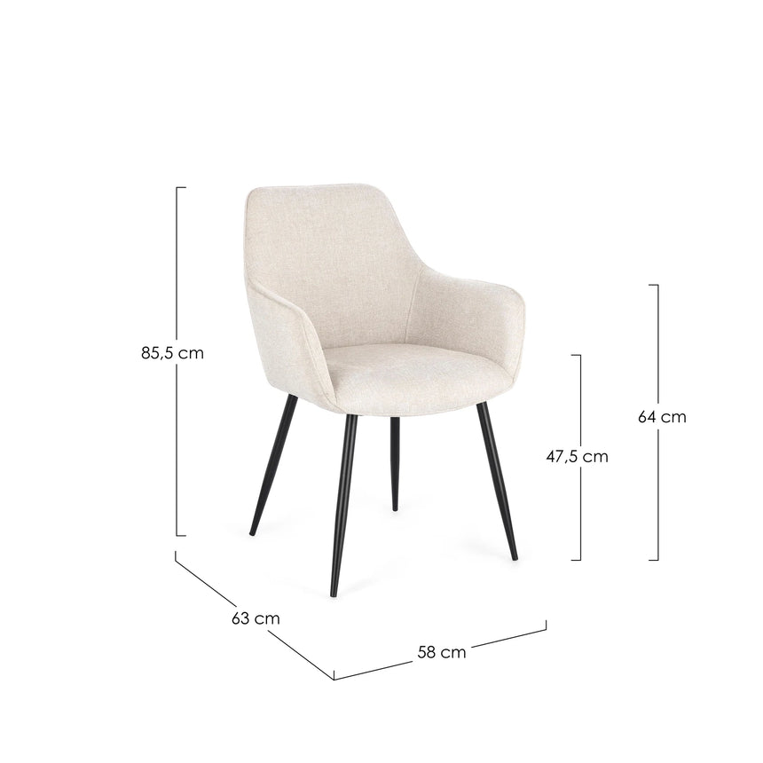 Essstuhl mit Armlehne Cora Schwarz/Beige - ZEN ZONE Furniture