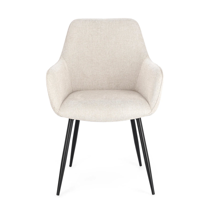 Essstuhl mit Armlehne Cora Schwarz/Beige - ZEN ZONE Furniture