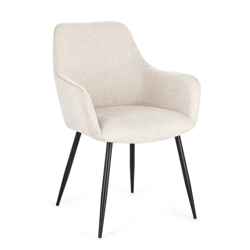 Essstuhl mit Armlehne Cora Schwarz/Beige - ZEN ZONE Furniture
