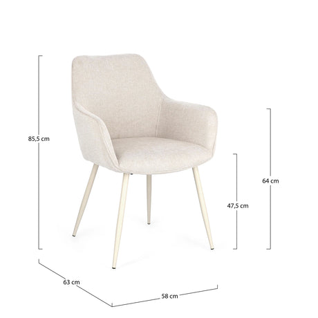 Essstuhl mit Armlehne Cora Beige/Beige - ZEN ZONE Furniture