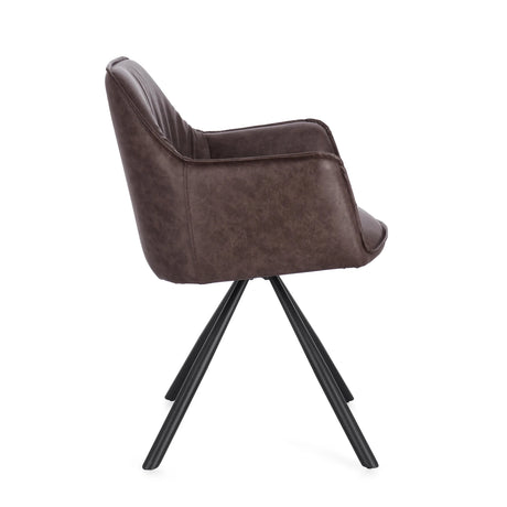 Essstuhl drehbar mit Armlehne Breval Dunkelbraun - ZEN ZONE Furniture