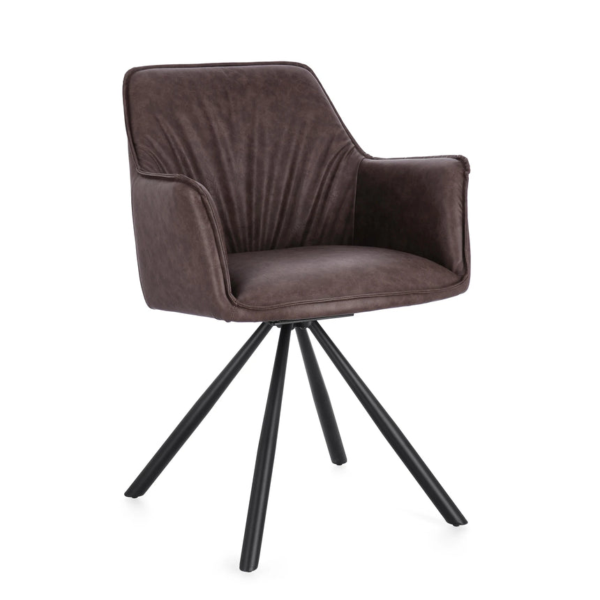 Essstuhl drehbar mit Armlehne Breval Dunkelbraun - ZEN ZONE Furniture