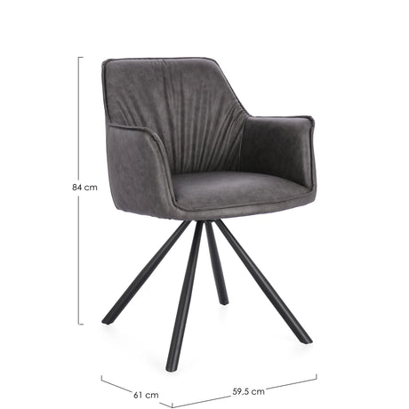 Essstuhl drehbar mit Armlehne Breval Grau - ZEN ZONE Furniture