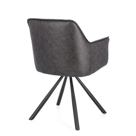 Essstuhl drehbar mit Armlehne Breval Grau - ZEN ZONE Furniture