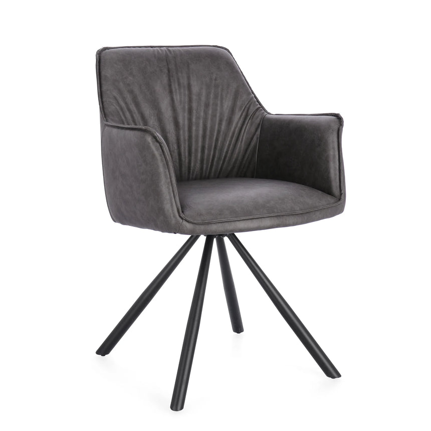 Essstuhl drehbar mit Armlehne Breval Grau - ZEN ZONE Furniture
