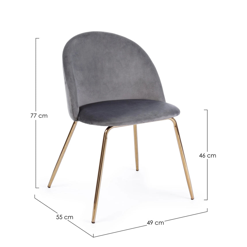Essstuhl Tanya Samt Dunkelgrau - ZEN ZONE Furniture