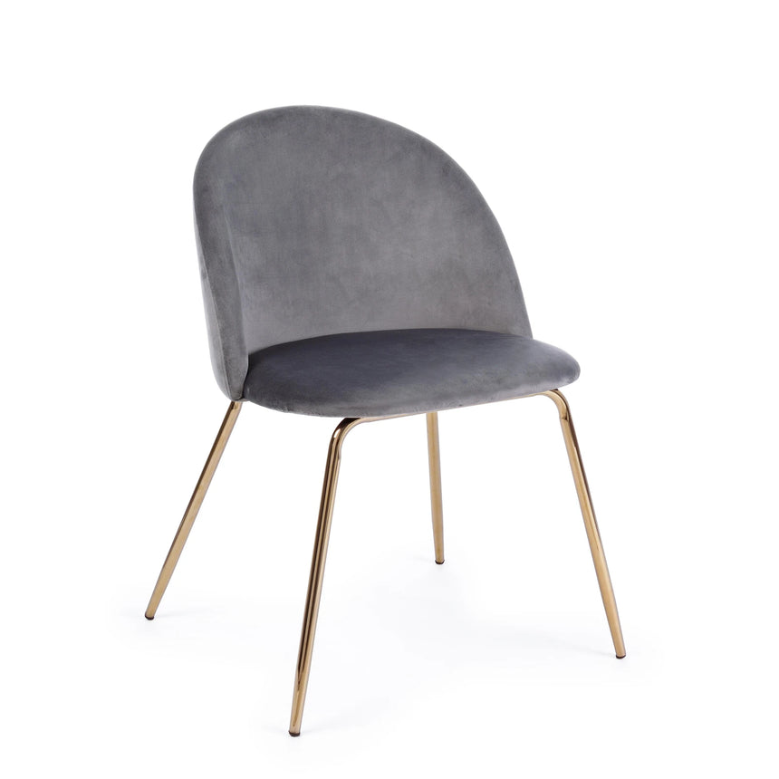 Essstuhl Tanya Samt Dunkelgrau - ZEN ZONE Furniture
