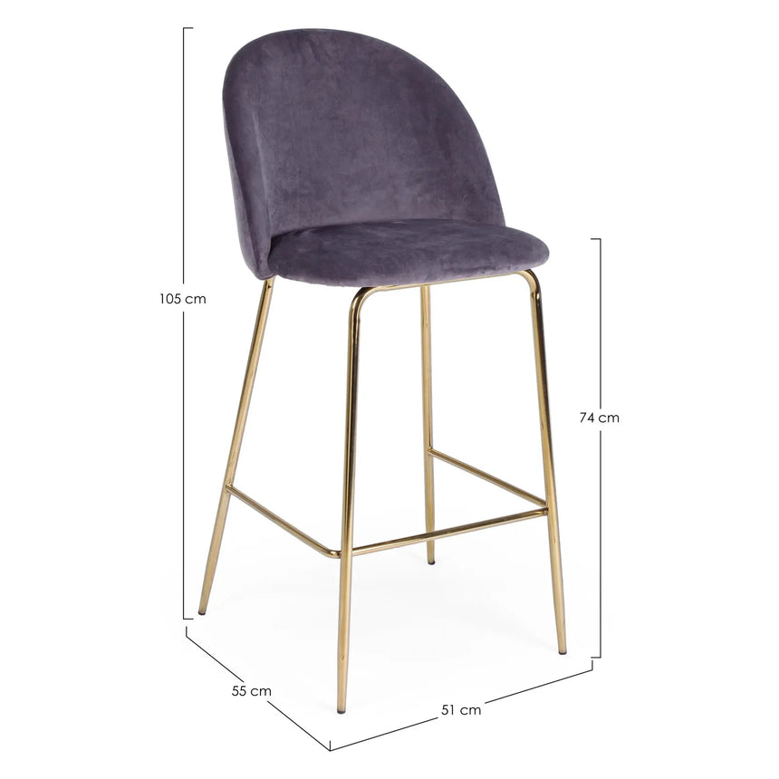 Barhocker aus dunkelgrauem Samt Tragen - ZEN ZONE Furniture