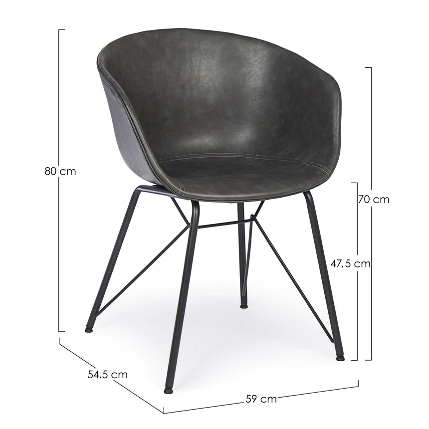 Essstuhl Warhol PU Anthrazit Vintage - ZEN ZONE Furniture