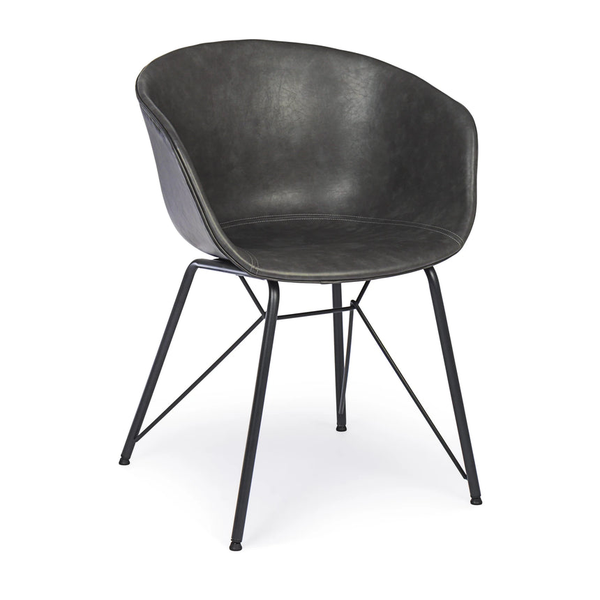 Essstuhl Warhol PU Anthrazit Vintage - ZEN ZONE Furniture