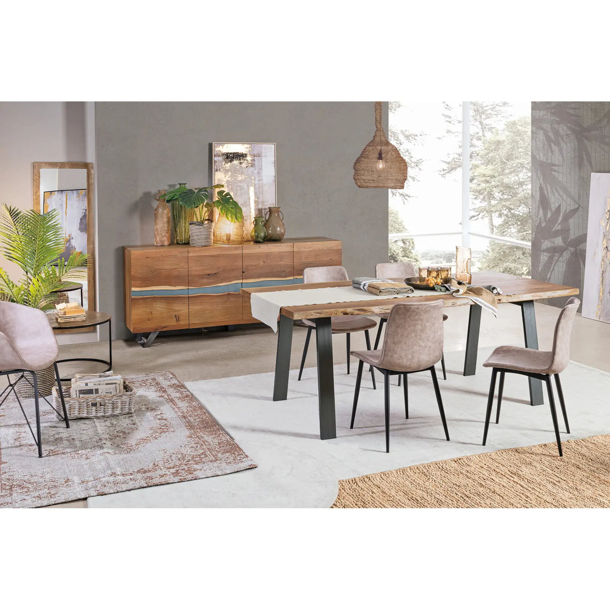 Essstuhl Kyra PU Vintage Beige Gestell Schwarz - ZEN ZONE Furniture