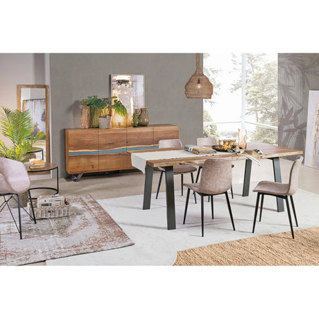 Essstuhl Kyra PU Vintage Beige Gestell Schwarz - ZEN ZONE Furniture