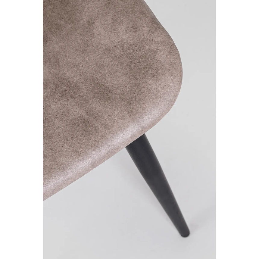 Essstuhl Kyra PU Vintage Beige Gestell Schwarz - ZEN ZONE Furniture