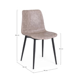 Essstuhl Kyra PU Vintage Beige Gestell Schwarz - ZEN ZONE Furniture