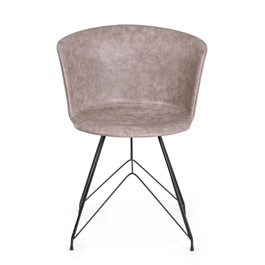 Essstuhl Loft PU Vintage Beige Gestell Schwarz - ZEN ZONE Furniture