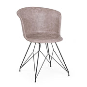 Essstuhl Loft PU Vintage Beige Gestell Schwarz - ZEN ZONE Furniture