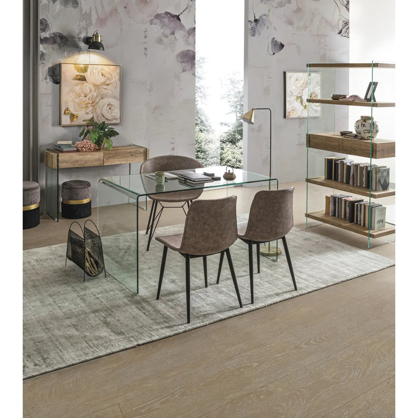 Essstuhl Warhol PU Vintage Beige Gestell Schwarz - ZEN ZONE Furniture