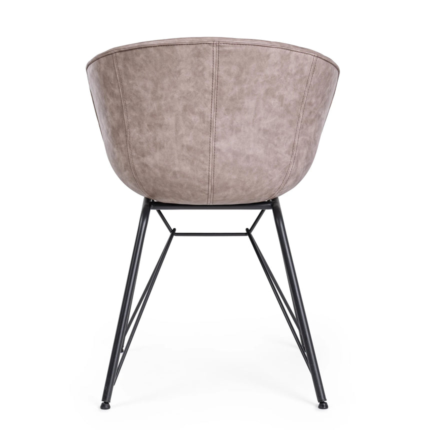 Essstuhl Warhol PU Vintage Beige Gestell Schwarz - ZEN ZONE Furniture