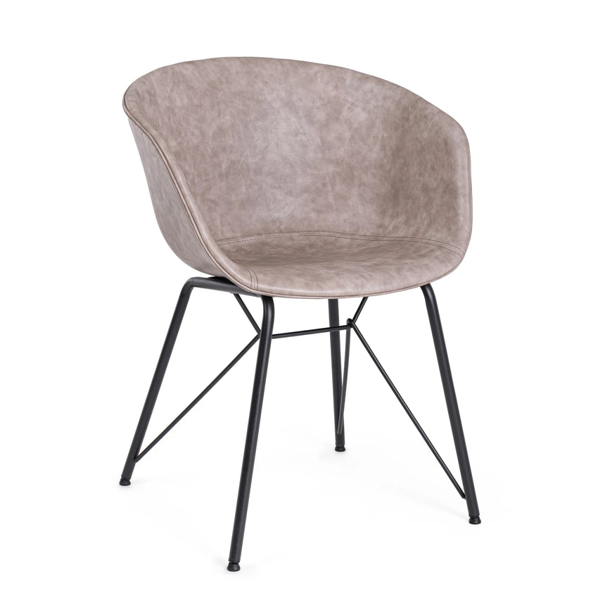 Essstuhl Warhol PU Vintage Beige Gestell Schwarz - ZEN ZONE Furniture
