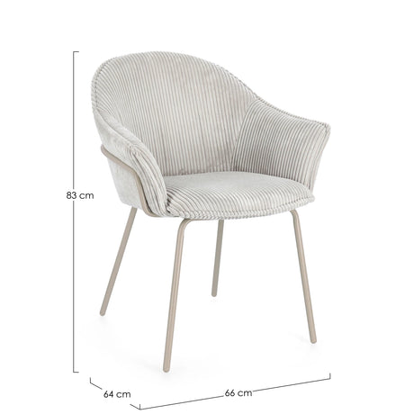 Essstuhl mit Armlehne Cassidy Warm/Hellgrau - ZEN ZONE Furniture