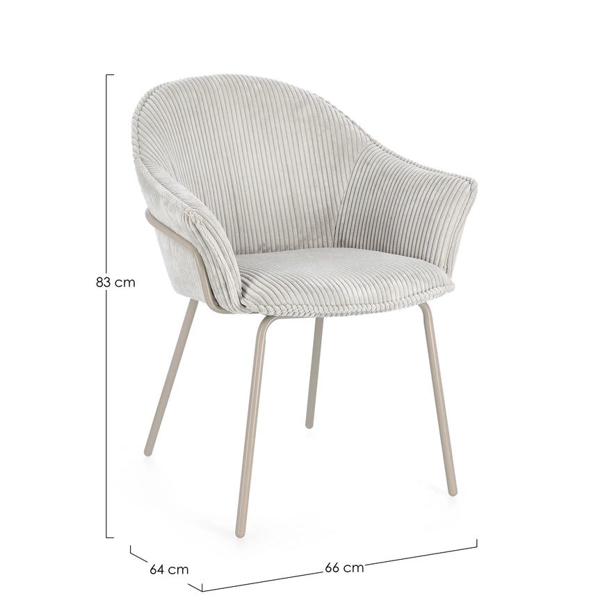 Essstuhl mit Armlehne Cassidy Warm/Hellgrau - ZEN ZONE Furniture