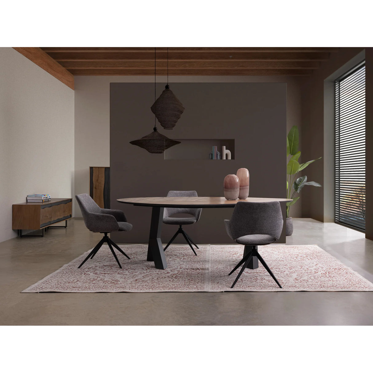 Essstuhl mit Armlehne Vivian Grau - ZEN ZONE Furniture