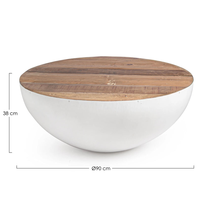 Couchtisch rund 90x90 Weiß Lancaster - ZEN ZONE Furniture