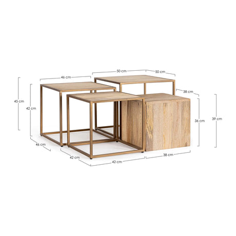 Jaidev Couchtisch 4er Set - ZEN ZONE Furniture