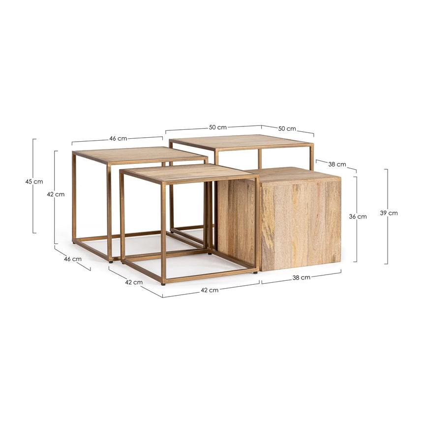 Jaidev Couchtisch 4er Set - ZEN ZONE Furniture