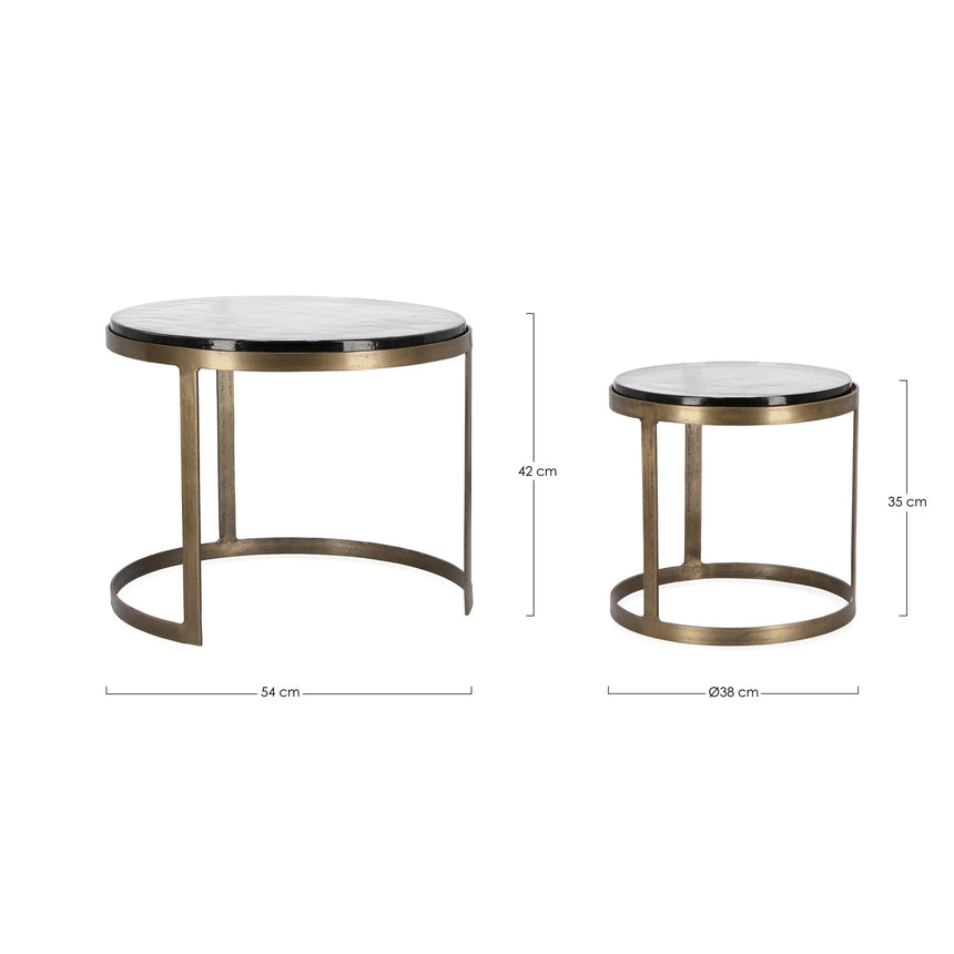 2er Set Couchtisch Messing rund YX54 Zayla - ZEN ZONE Furniture