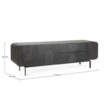 TV Sideboard mit 3 Türen und 2 Schubladen Orissa Schwarz - ZEN ZONE Furniture