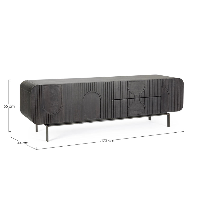 TV Sideboard mit 3 Türen und 2 Schubladen Orissa Schwarz - ZEN ZONE Furniture