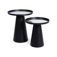 2er Set Beistelltisch Reflex Rund Glasplatte Schwarz - ZEN ZONE Furniture