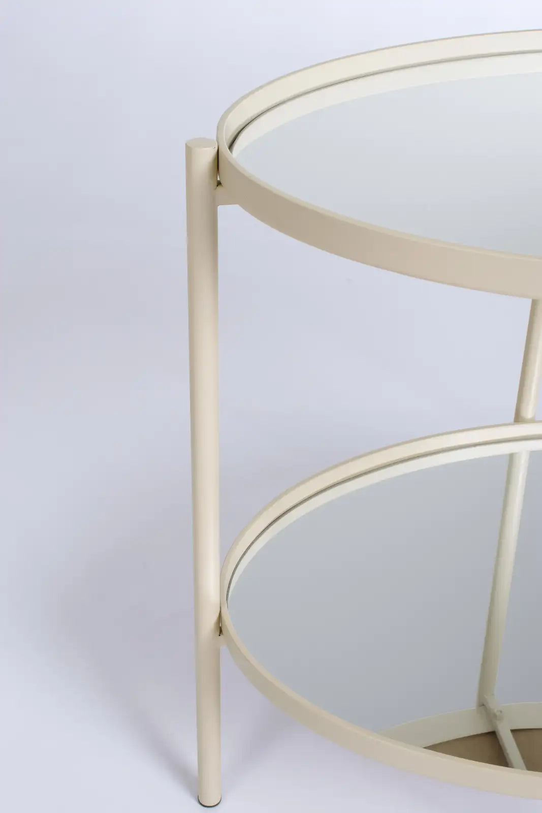 Beistelltisch Jens Oval Glasplatte Elfenbein 64x44 cm - ZEN ZONE Furniture