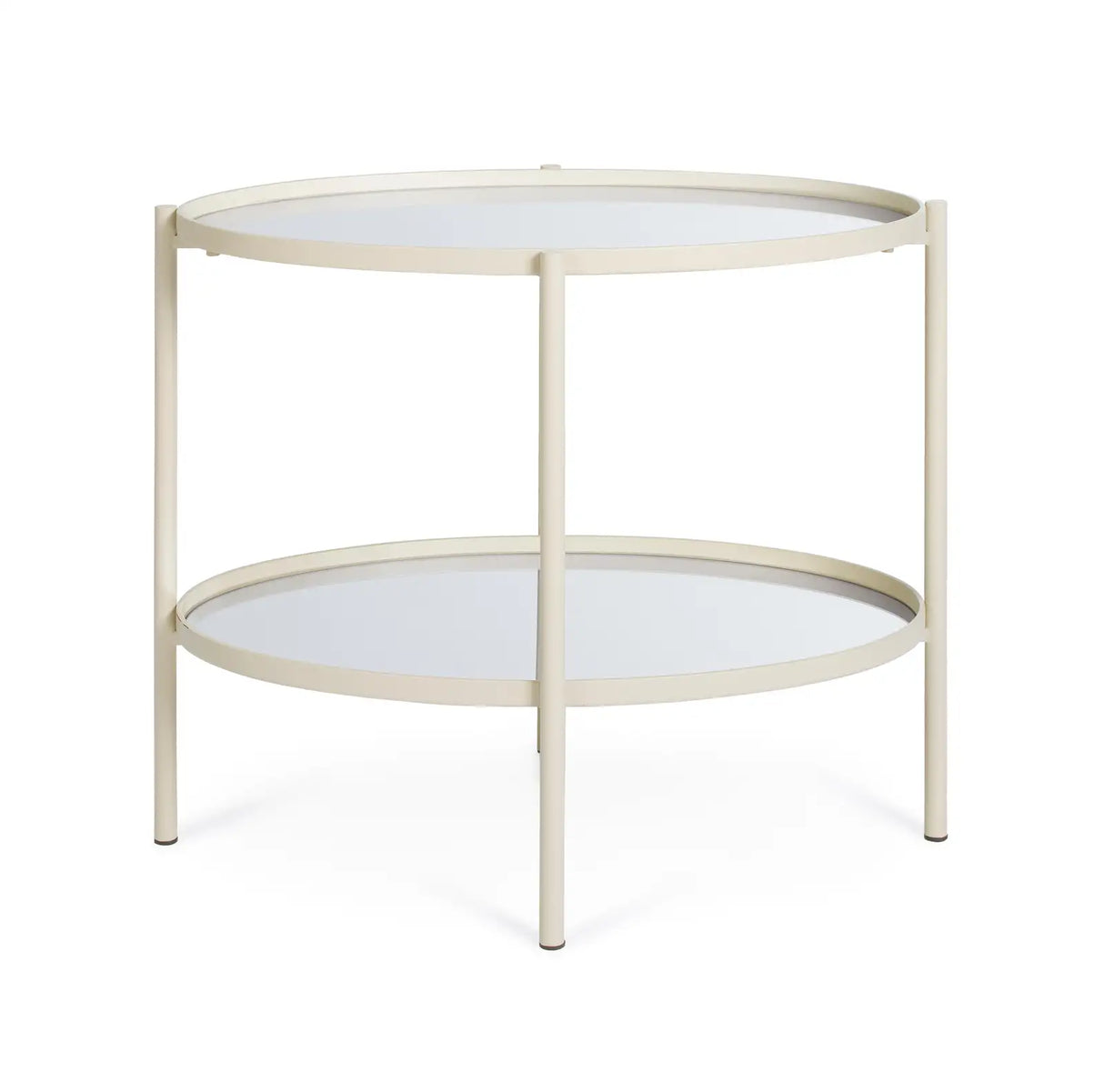 Beistelltisch Jens Oval Glasplatte Elfenbein 64x44 cm - ZEN ZONE Furniture