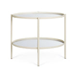 Beistelltisch Jens Oval Glasplatte Elfenbein 64x44 cm - ZEN ZONE Furniture