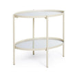 Beistelltisch Jens Oval Glasplatte Elfenbein 64x44 cm - ZEN ZONE Furniture