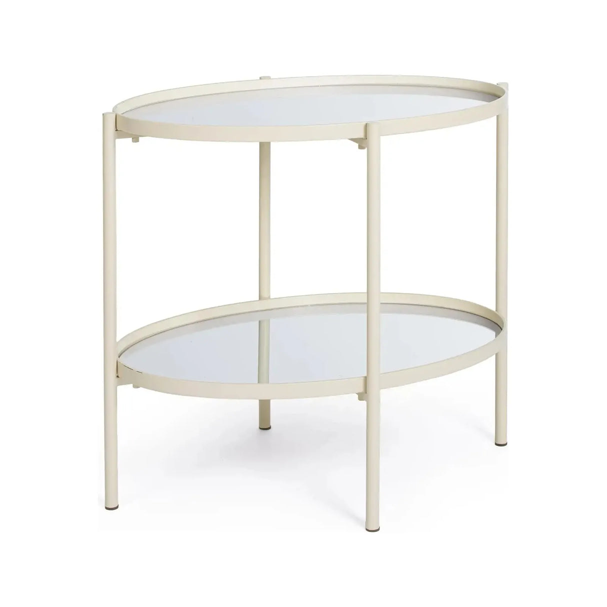 Beistelltisch Jens Oval Glasplatte Elfenbein 64x44 cm - ZEN ZONE Furniture